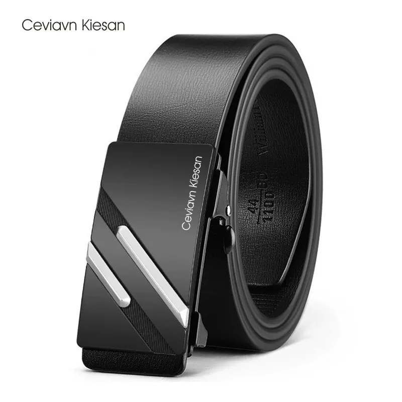 Men's new genuine leather toothless automatic buckle belt men's business belt