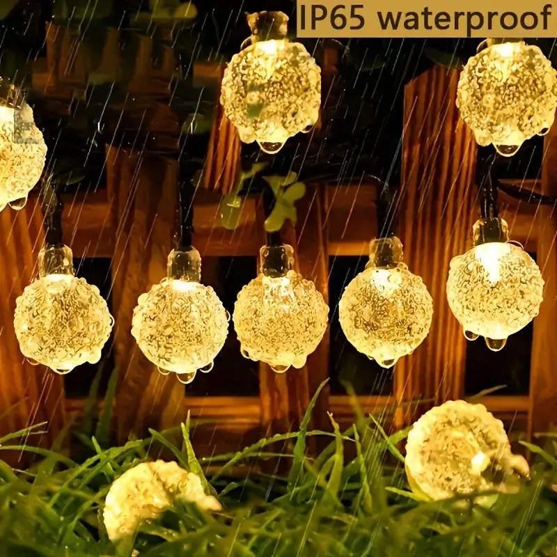 1pc Solar Powered 100LED Crystal Ball Bubble Lamp, Indoor Outdoor Garden Wedding Party Room Decorative, Solar Energy Outdoor Lighting, Solar Water Drop Lamp, Solar Energy Crystal Ball Fairy Lamp Crystal Globe Solar String Lights
