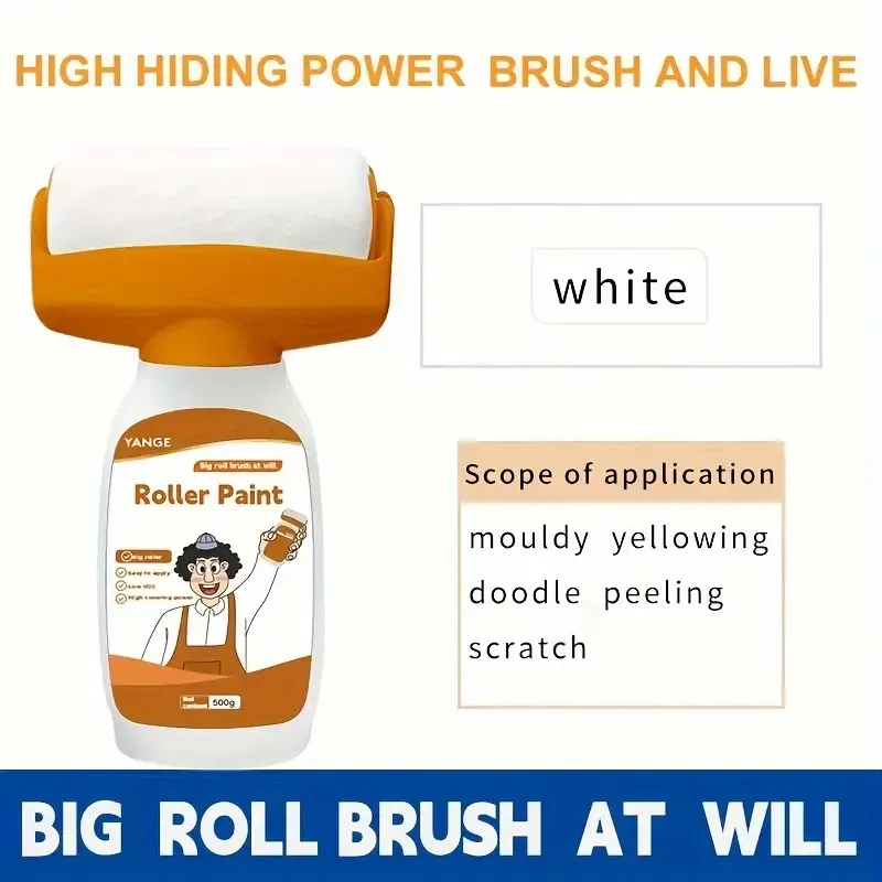 🔥🔥Hot Sale Promotion -Easy-Apply White Latex Paint Roller - Water-Based, Odorless Wall Refinish for Home Use