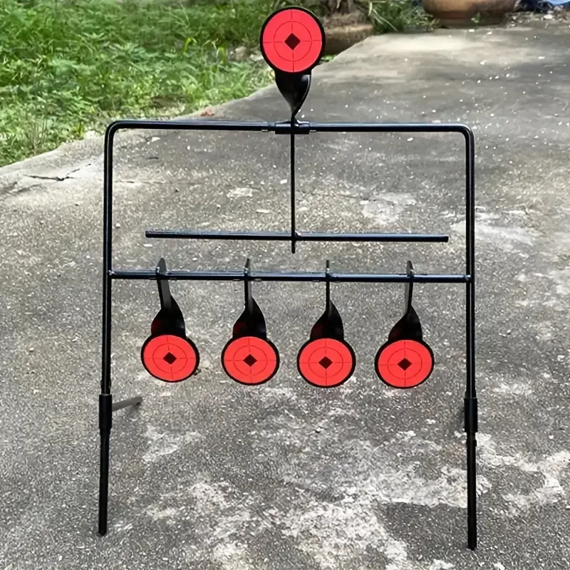 Metal Frame Practice Target Stand With Four Spinner Targets For Indoor And Outdoor Training