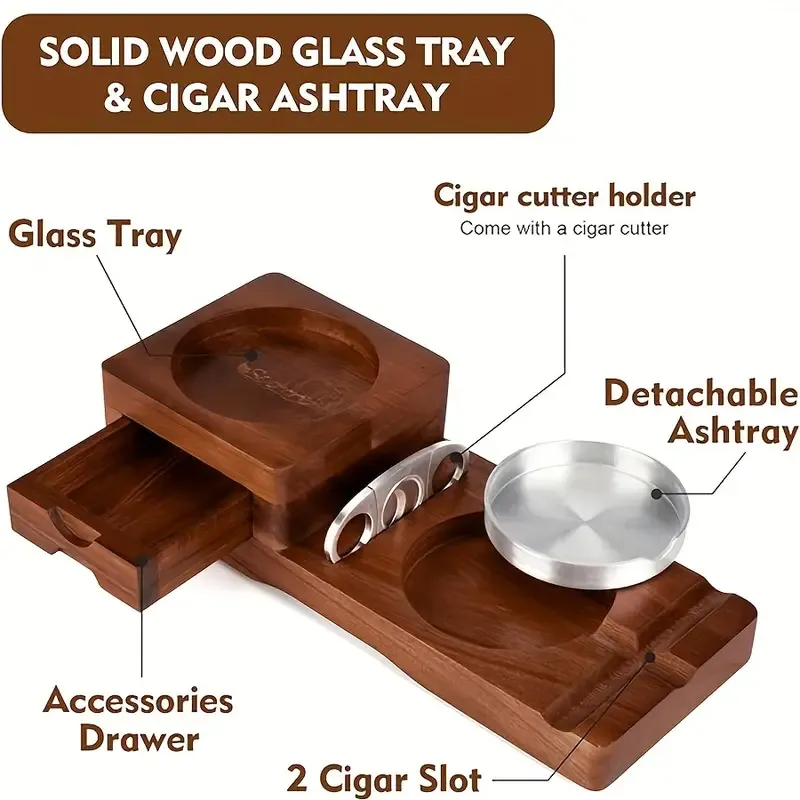 Vintage Acacia Wood Ashtray