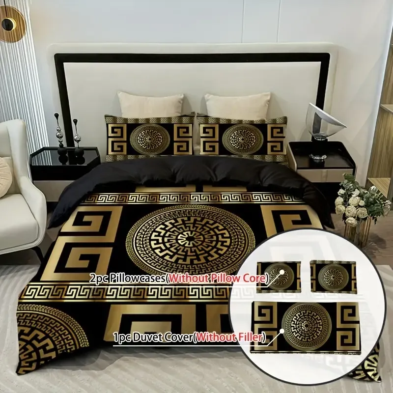 3pcs European Style Round Quilt Cover Three-piece Set One Down Quilt Cover Plus Two Pillowcases Quilt Cover Pillow Does Not Include Pillow Core Polyester Fabric 100% Polyester European Style Comfortable Hand Feel Breathable Fabric Suitable for Living Room and Bedroom Can Be Washed by Machine