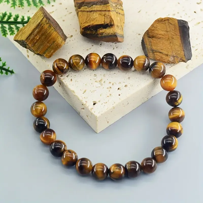 2pcs Classic Casual Men's Tiger Eye Stone Beaded Bracelet - Natural Stone, Durable, and Stylish - Perfect for Everyday Wear - Suitable for Men and Women - Makes a Great Gift for Valentine's Day, Birthdays, or Any Special Occasion