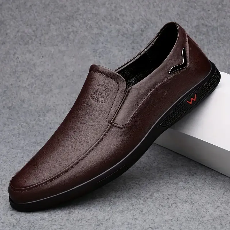 Men's Slip-On Loafers: Soft Leather, Rubber Sole, PU Lining, Suitable for Daily Casual Wear