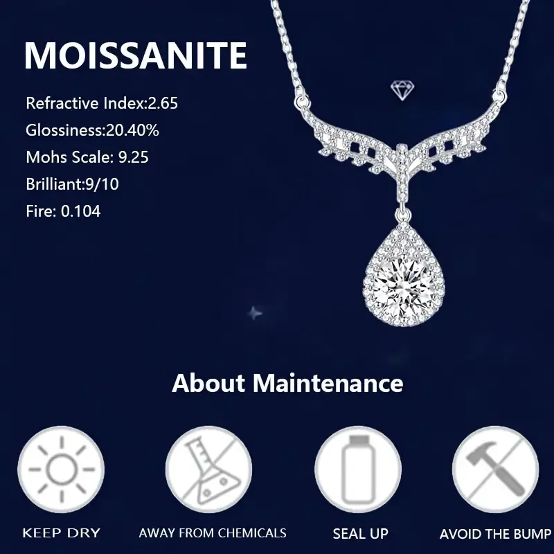 Elegant S925 Sterling Silver  Moissanite Drop Pendant Necklace, Fashionable Unisex Design For Couples And Friends, Chic Luxury Perfect Gift For Birthdays, Anniversaries, Valentine's, Mother's Day, With Gift Box, 1g, Ideal For Daily Wear