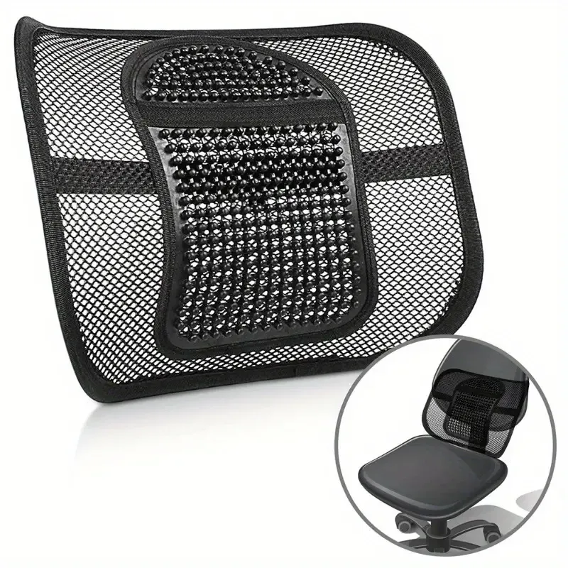 1pc Ice Silk Mesh Car Seat Back Cushion, Lumbar Waist Support, Relief Pad For Office And Home, Car Seat Pillow