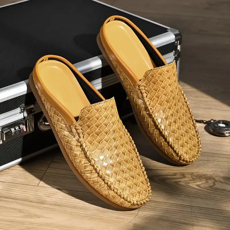 Men's Trendy Solid Colour Hollow Out Mule Shoes, Comfy Non Slip Casual Slippers For Men's Outdoor Activities