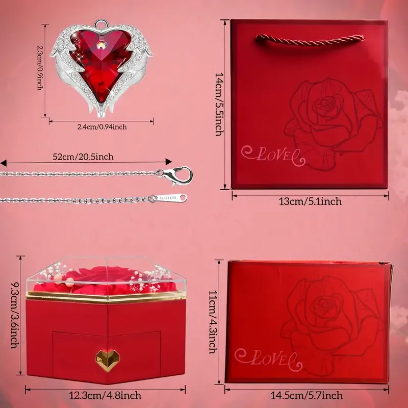 Eternal Rose Necklace Jewelry Gift Box