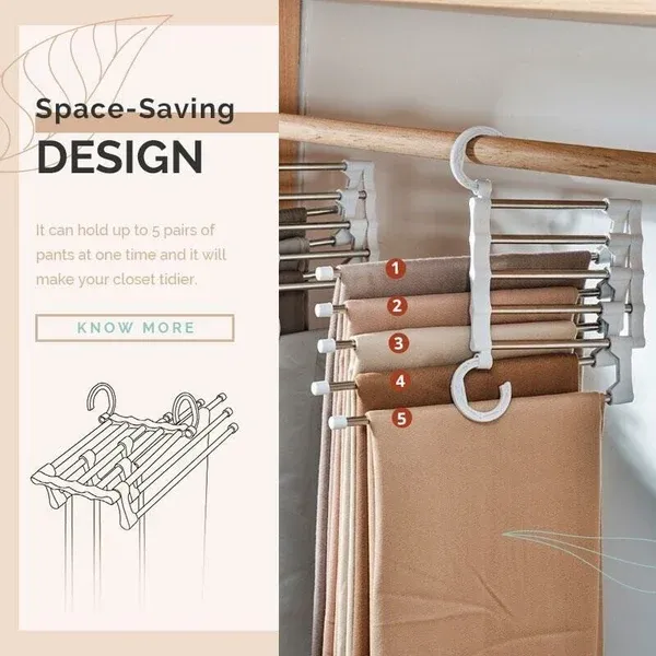 Multi-functional Pants Rack - Closet Multiple Layers Multifunctional Uses Rack Organizer for Trousers Scarves Slack