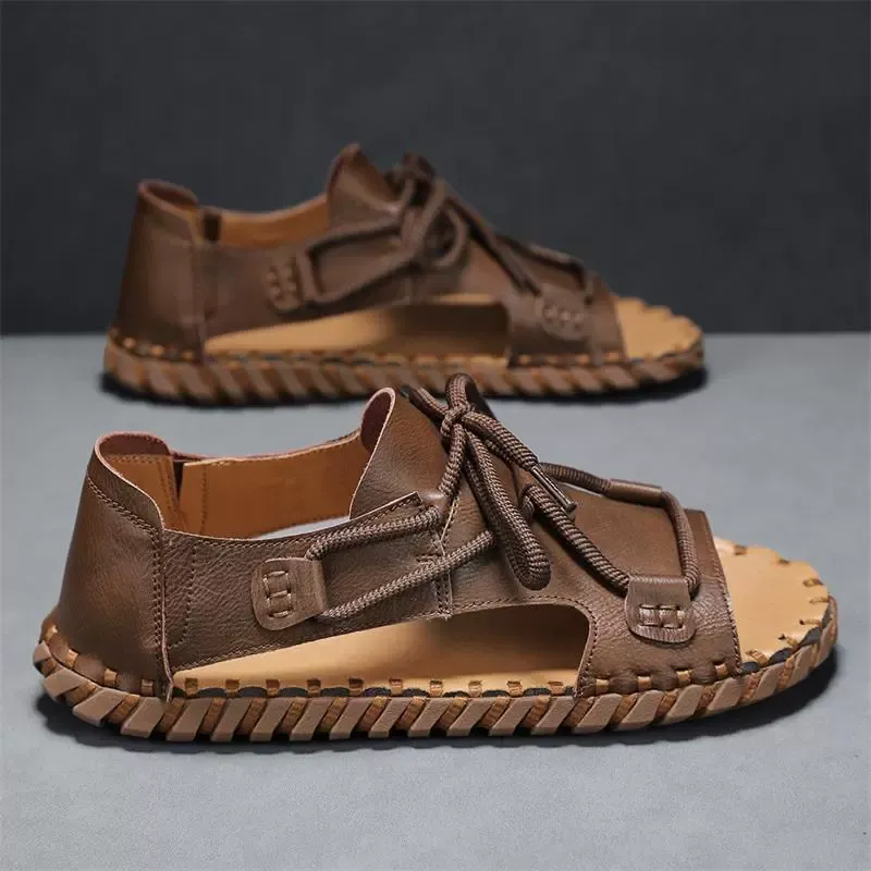 Summer new men's sandals, soft leather casual soft-soled anti-slip beach shoes