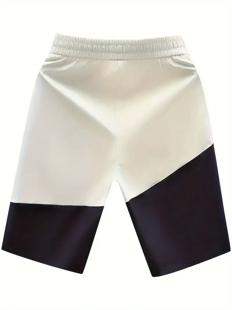 Men's Summer Fashion, WANTED Print And Contrast Color Casual Shorts With Drawstring And Pockets, Suitable For Home And Outdoors Wear