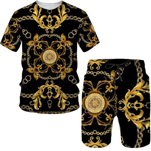 Men's Luxury Flower 3D Print Fashion Round Neck T-shirt, Casual Graphic Tees, Short Sleeve Breathable Tops, Men's Undershirts, Men's Summer Clothes