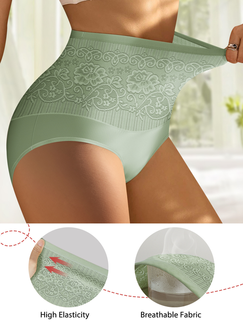 High waist 5-pack breathable lace briefs