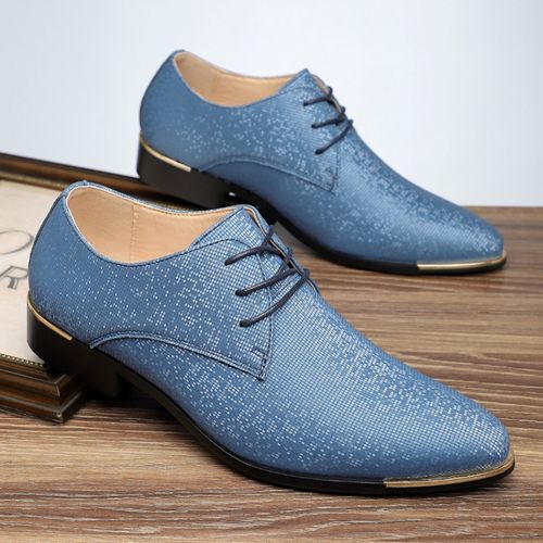 British-style pointed-toe lace-up leather shoes for young men Breathable casual canvas-upper leather shoes Trendy men's footwear for summer