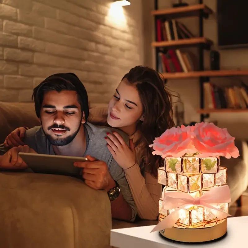 USB-Powered Pink Rose LED Night Light - Decorative Artistic Ambiance Lamp For Living Room & Bedroom - Perfect Gift For Holidays, Birthdays, And Christmas (Batteries Not Included)