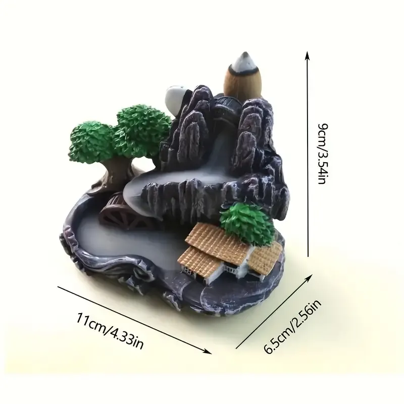Handmade resin and ceramic waterfall incense burner