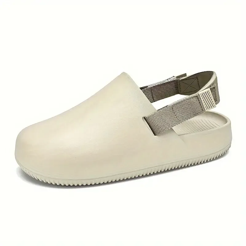 Men's Non Slip Durable Solid Color EVA Clogs, Closed Round Toe Beach Slippers, Indoor & Outdoor Casual Activities
