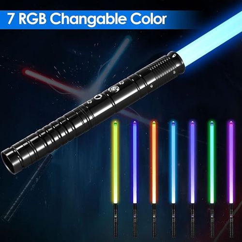 Lischwert Lightsaber, RGB Colors Changeable with Sound Metal Hilt Light Saber Force FX Dueling Lightsaber Toy for Kids Adults Gift