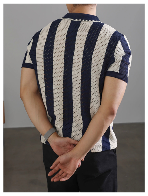 Lapel sweater half zip business men's shirt