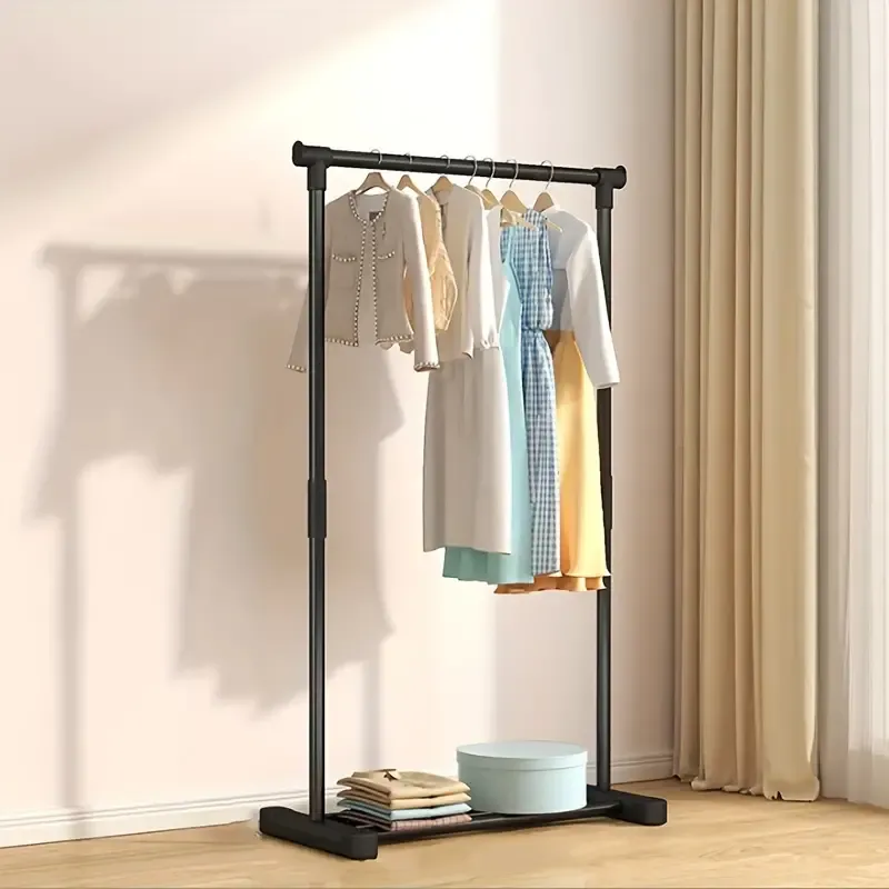 Easy-Install Metal Clothes Rack - Indoor Outdoor Vertical Hanger for Home & Balcony Storage, Space-Saving Design with Hooks, Drying Racks