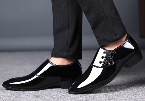 New pointed leather shoes men's business