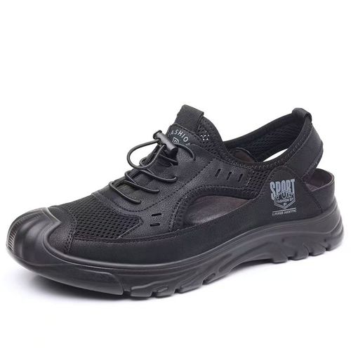 Sportive perforated leather shoes, versatile and breathable mesh sandals for men