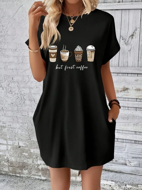 African Style Polyester Knit Fabric Dress, Spring,Summer,Fall Collection, Casual Short Sleeve Round Neck Flared Midi Dress for Women