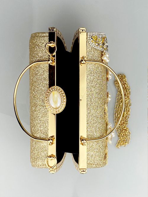 Party elegant handbag flower rhinestone diamond stone pearl hand bling purse ladies clutch evening bag for women luxury