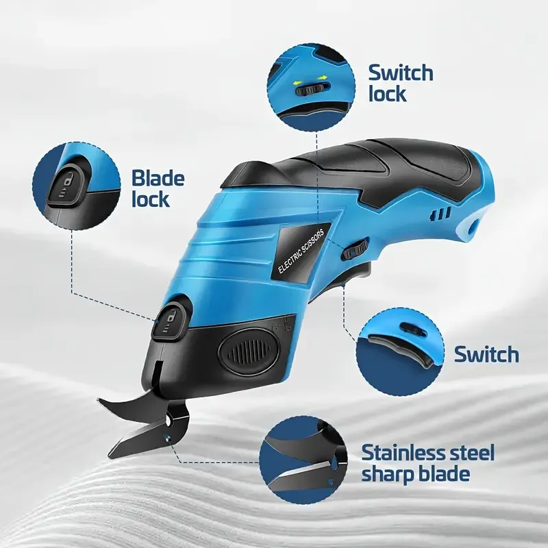 USB Rechargeable HOTU Precision Electric Fabric Scissors - Versatile Handheld Power Tool for Clothing, Cardboard, Carpet & Faux Leather Cutting