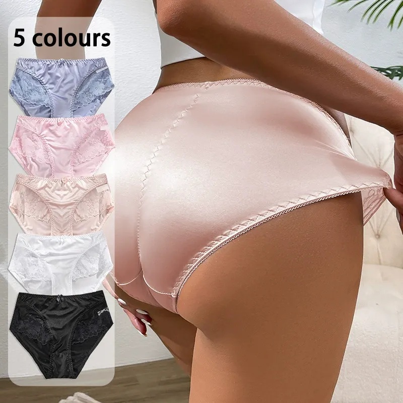 New elegant satin women's underwear, all-cotton bow women's triangle pants