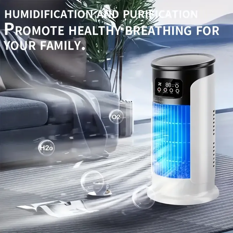 Portable Air Conditioner Fan - Home and Office All-in-One Cooling Mini Air Conditioner Fan, Bedroom Fan, Digital Display, Home Office Air Humidifier, USB Powered Powerful Cooling Home Air Conditioner Fan