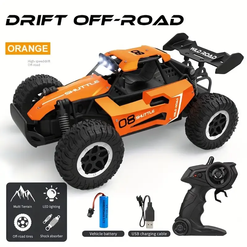 Small High-speed Off-road 2.4G Remote Control Car Drifting 20KM-H To Adapt To Various Road Sections Anti-collision Settings Rubber Big Tires Christmas, Halloween, Thanksgiving Gift