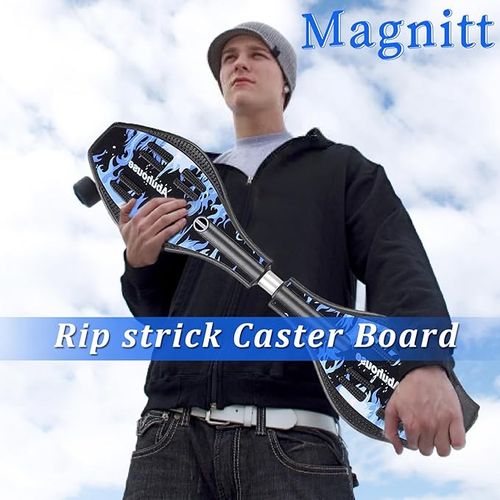 RipStik Caster Board, Deluxe Junior Rip Stick with Illuminating Wheels for More Excitement,Fun and Visibility, Ripstick Skateboard for Kids 8+ (Blue A)
