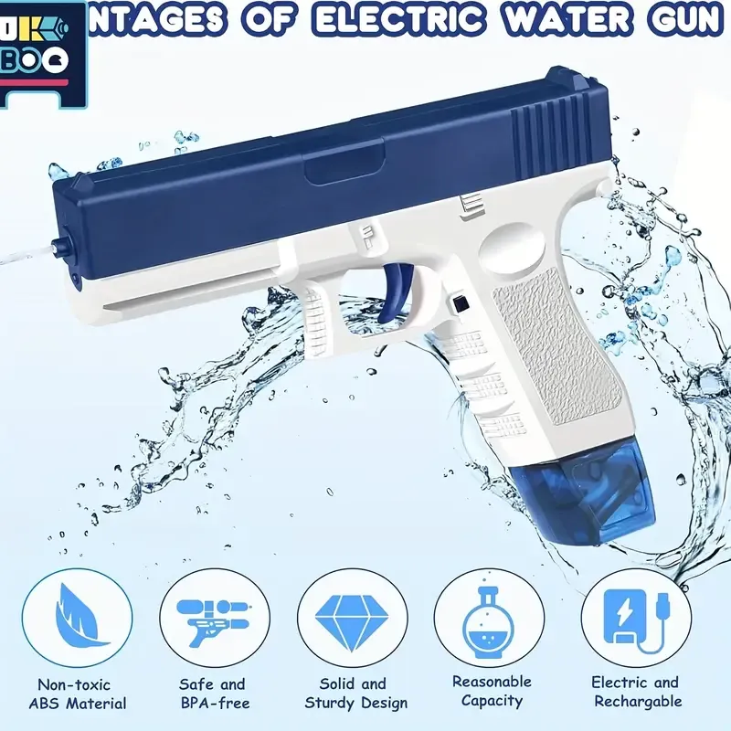 Rechargeable Electric Water Gun for Adults - UKBOO USB Charging, Safe Non-Toxic BPA-Free ABS Plastic, Dual Magazine Outdoor Pool & Beach Toy