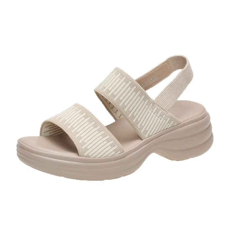 2025 New Product - Women's Lightweight Sporty Style Comfortable Elasticated Large Size Thick-Tread Slippers