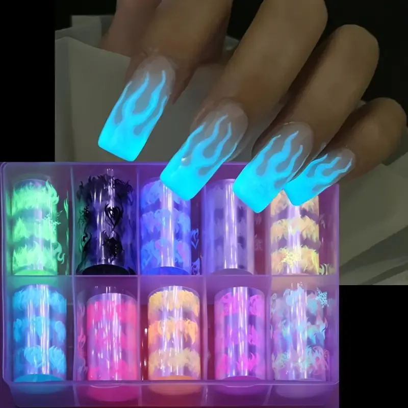 Fluorescent flame transfer nail paper