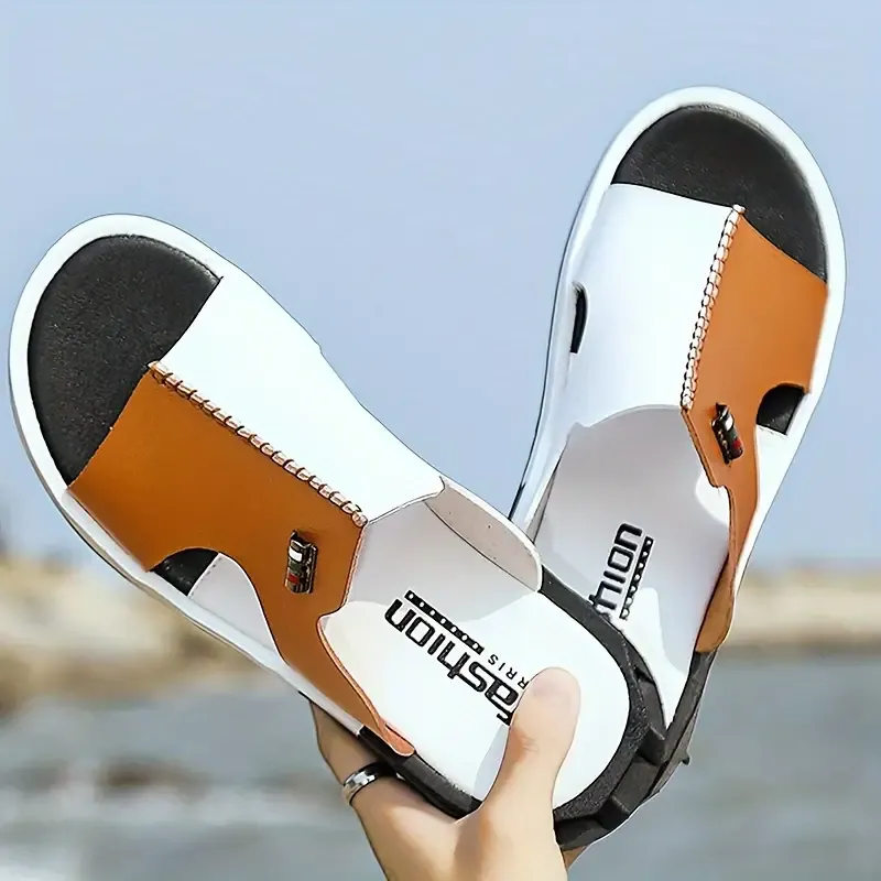 Vibrant Block Color Stitched Casual Slides