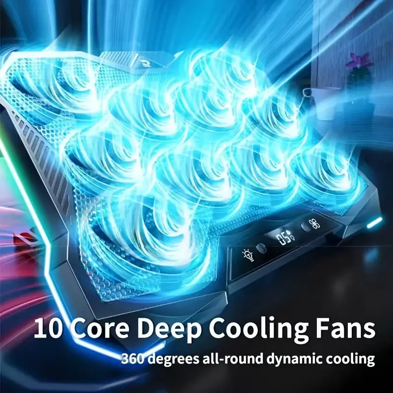 Gaming Laptop Cooling Pad with 10 Cooling Fans