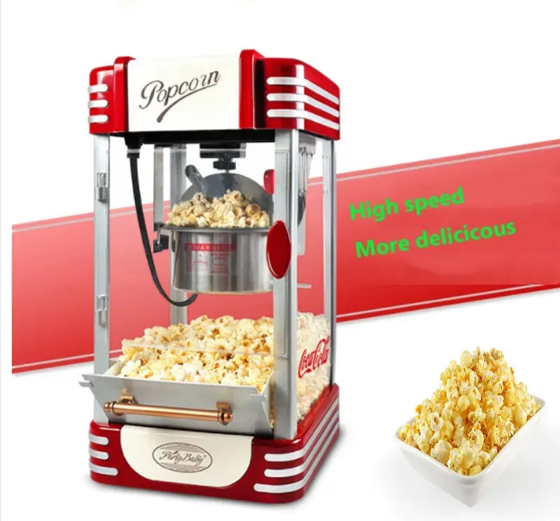 LEWIAO Fully Automatic Retro Electric Popcorn Popper Machine Home Party Tool 220V Pink EU PlugRetro Home Small Electric Popcorn Maker Re