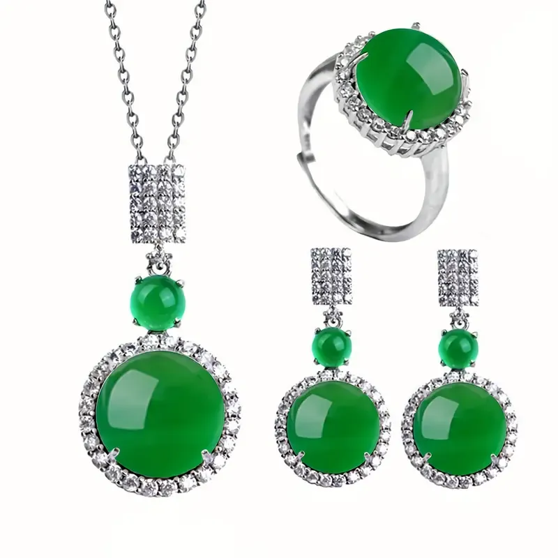 Natural Jade Jewelry Set Of Three