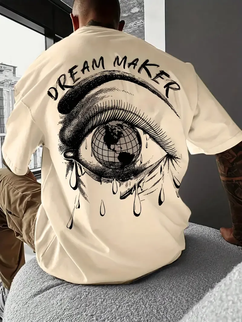 Dream Maker Eyes Print Summer Fitness Men's Sports Short-Sleeve Breathable Casual Commuting Training Quick-drying Fitness T-shirt For Man