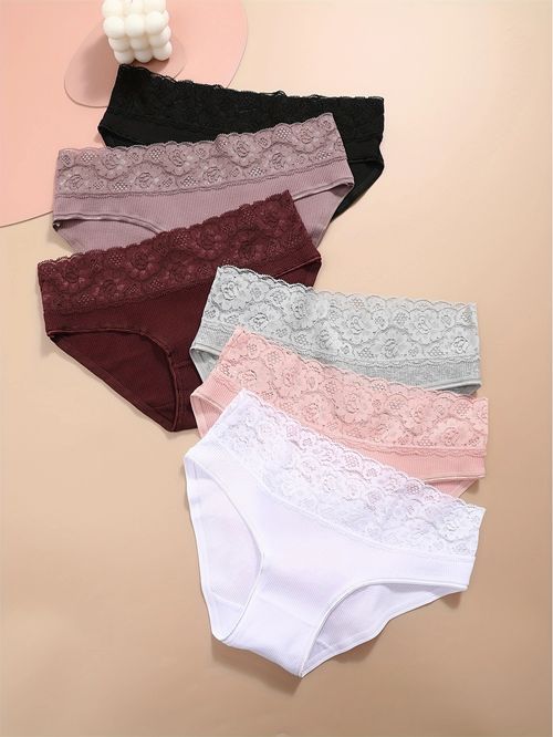 6pcs Women's underwear mid-rise briefs