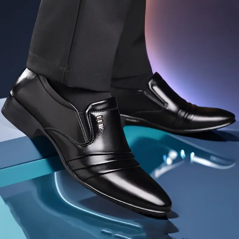 Men's Casual Solid Color Slip On Business Shoes, Formal Dress Shoes For Wedding Party Office