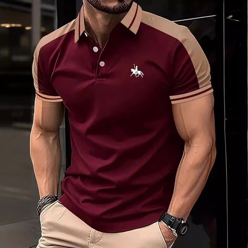 Men's Colorblock Short Sleeve Golf T-shirt For Summer Outdoor Business Sports