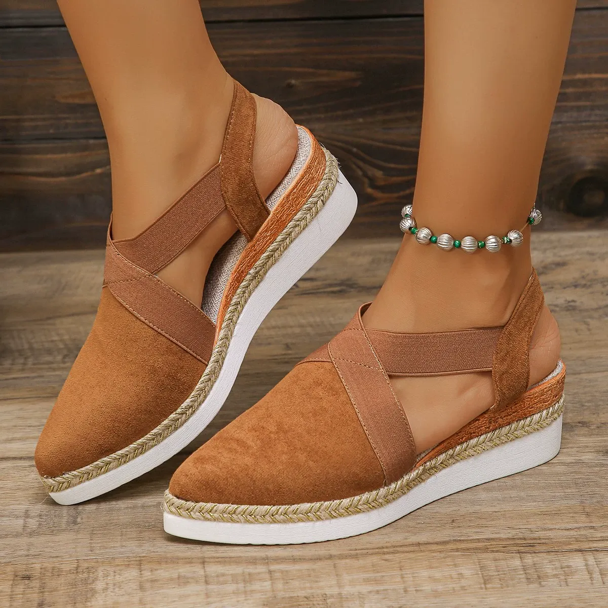Summer pointed wedge hemp rope bottom closed toe