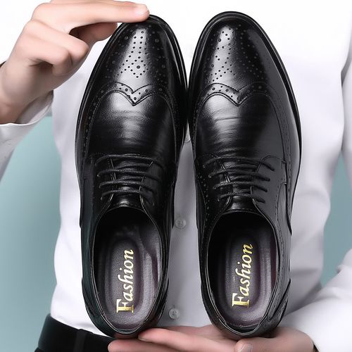 men's large size business brogue leather shoes