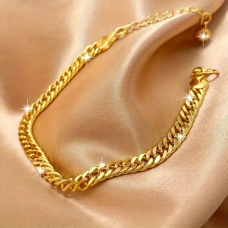 Elegant  Stainless Steel Bracelet for Women - Luxury Fashion Chain Link Bracelet, Perfect for Daily Wear and Parties, Valentine's Day Gift, All-Season Accessory