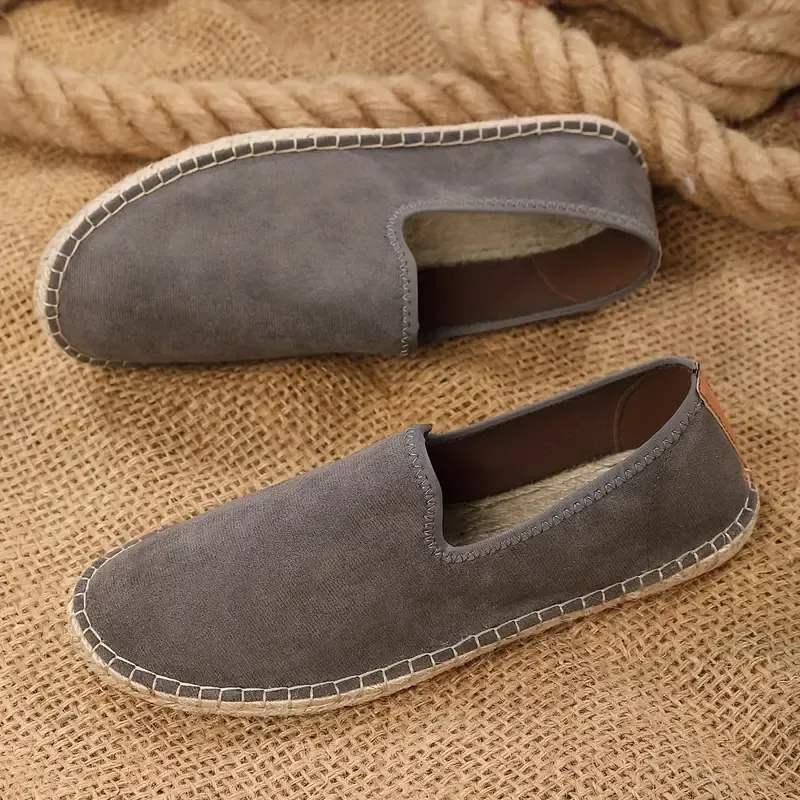 Vintage Handcrafted Linen Slip-On Shoes for Men: Casual, Minimalist, and Suitable for All Seasons