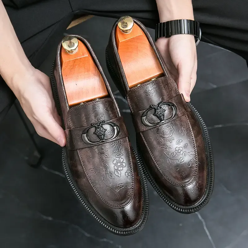Elegant Men's Slip-On Loafers - Fashionable British Style, Durable Faux with Rubber Sole for Weddings & Casual Wear