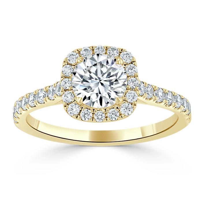 Moissanite Engagement Rings Australia Round Cut Moissanite Halo Engagement Ring, Tiffany Style